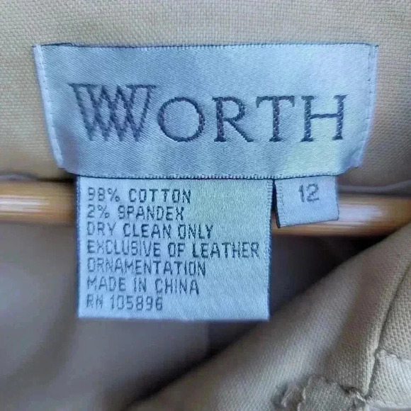 WORTH Beige CANVAS/WHITE LEATHER TRIM WALKING COAT 12 - Picture 5 of 10